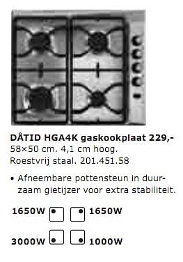 Huismerk - Ikea Dåtid gaskookplaat - Promotie bij Ikea
