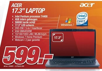 Promoties Laptop - Acer - Geldig van 11/10/2010 tot 30/10/2010 bij Auva