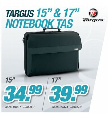 Promoties Notebook tas - Targus - Geldig van 11/10/2010 tot 30/10/2010 bij Auva