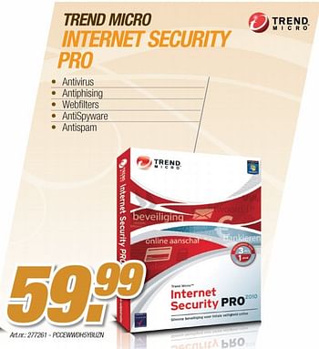 Promotions Internet security pro - Trend Micro  - Valide de 11/10/2010 à 30/10/2010 chez Auva