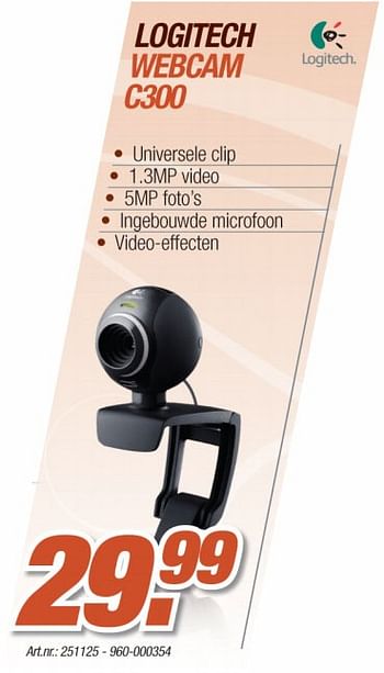 Promoties Webcam - Logitech - Geldig van 11/10/2010 tot 30/10/2010 bij Auva