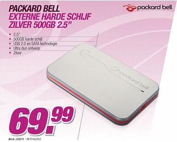 Promotions Externe harde schijf zilver 500gb - Packard Bell - Valide de 11/10/2010 à 30/10/2010 chez Auva
