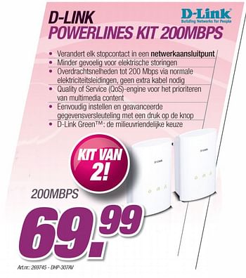Promotions Powerlines kit 200mbps - D-Link - Valide de 11/10/2010 à 30/10/2010 chez Auva