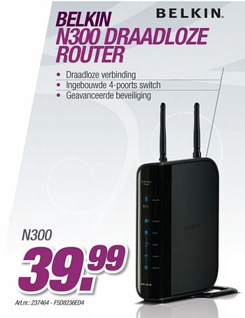 Promoties Draadloze router - BELKIN - Geldig van 11/10/2010 tot 30/10/2010 bij Auva