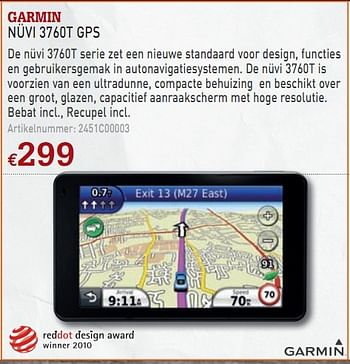 Promoties Nüvi 3760t gps - Garmin - Geldig van 13/10/2010 tot 15/10/2010 bij A.S.Adventure