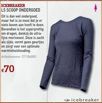 Promoties Ls scoop ondergoed - Icebreaker - Geldig van 13/10/2010 tot 15/10/2010 bij A.S.Adventure