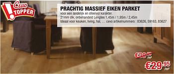 Promoties Prachtig massief eiken parket - Huismerk - Cevo - Geldig van 28/10/2010 tot 10/11/2010 bij Cevo Market