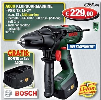 Promoties Accu klopboormachine  - Bosch - Geldig van 03/11/2010 tot 21/11/2010 bij Hubo