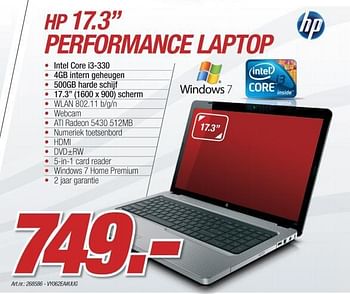 Promoties Performance laptop - HP - Geldig van 08/11/2010 tot 04/12/2010 bij Auva