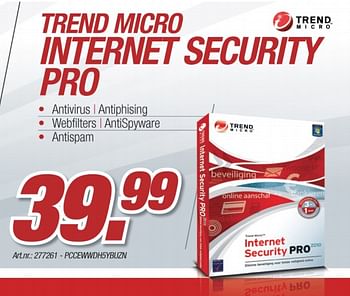 Promotions Internet security pro - Trend Micro  - Valide de 08/11/2010 à 04/12/2010 chez Auva