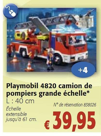 playmobil camion de pompiers grande échelle 4820