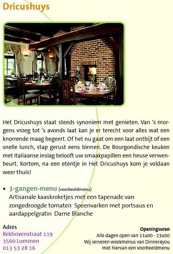 Promoties Dricushuys - Huismerk - Dinner4You - Geldig van 17/11/2010 tot 30/12/2010 bij Dinner4You