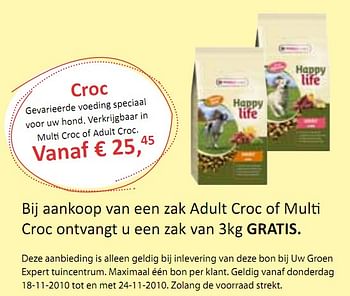 Promoties Croc - Happy Life - Geldig van 18/11/2010 tot 24/11/2010 bij Groen Expert