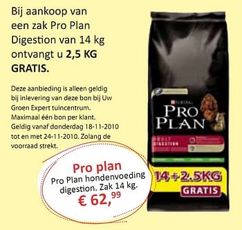 Promoties Hondenvoeding digestion - Pro Plan - Geldig van 18/11/2010 tot 24/11/2010 bij Groen Expert