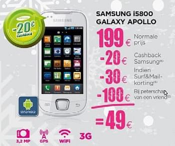 Promoties Samsung i5800 galaxy apollo - Samsung - Geldig van 24/11/2010 tot 15/12/2010 bij ALLO Telecom