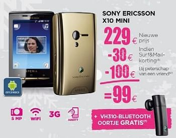 Promoties Sony Ericsson X10 mini - Sony Ericsson - Geldig van 24/11/2010 tot 15/12/2010 bij ALLO Telecom