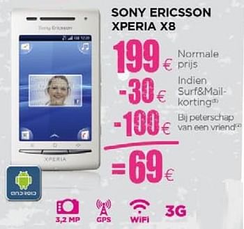 Promoties Sony Ericsson xperia X8 - Sony Ericsson - Geldig van 24/11/2010 tot 15/12/2010 bij ALLO Telecom