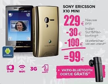 Promoties Sony Ericsson x10 mini - Sony Ericsson - Geldig van 24/11/2010 tot 15/12/2010 bij ALLO Telecom