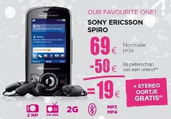 Promoties Sony Ericsson Spiro - Sony Ericsson - Geldig van 24/11/2010 tot 15/12/2010 bij ALLO Telecom