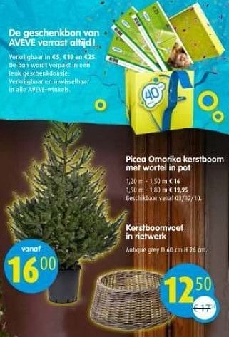 Promoties Picea omorika kerstboom met wortel in pot  - Huismerk - Aveve - Geldig van 24/11/2010 tot 11/12/2010 bij Aveve