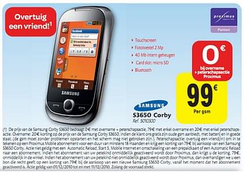 Promotions Gps en telefonie - Samsung - Valide de 01/12/2010 à 11/12/2010 chez Carrefour