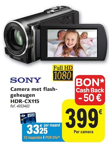 Promoties Camera met flashgeheugen  - Sony - Geldig van 01/12/2010 tot 11/12/2010 bij Carrefour