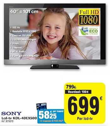 Promoties Lcd-tv  - Sony - Geldig van 01/12/2010 tot 11/12/2010 bij Carrefour