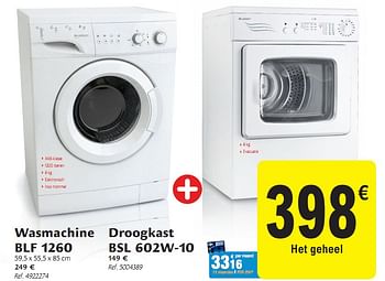 Promoties Wasmachine+droogkast - Huismerk - Carrefour  - Geldig van 01/12/2010 tot 11/12/2010 bij Carrefour