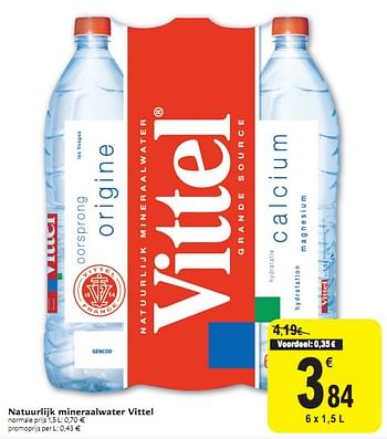 Promotions Natuurlijk mineraalwater - Vittel - Valide de 01/12/2010 à 11/12/2010 chez Carrefour