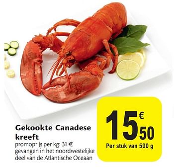 Promoties Gekookte canadese kreeft - Huismerk - Carrefour  - Geldig van 01/12/2010 tot 11/12/2010 bij Carrefour
