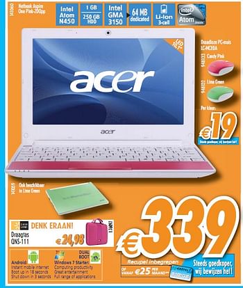 Promoties Netbook  - Acer - Geldig van 01/12/2010 tot 31/12/2010 bij Krefel