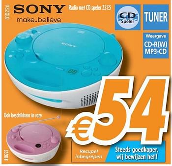 Promotions Radio met cd-speler  - Sony - Valide de 01/12/2010 à 31/12/2010 chez Krefel