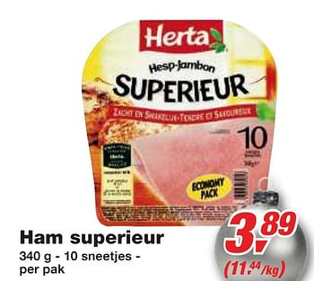 Promoties Ham superieur - Herta - Geldig van 01/12/2010 tot 14/12/2010 bij Makro