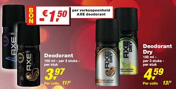 Promoties Deodorant - Axe - Geldig van 01/12/2010 tot 14/12/2010 bij Makro