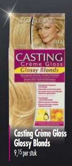 Promoties Casting crème gloss glossy blonds - L'Oreal Paris - Geldig van 01/12/2010 tot 14/12/2010 bij Makro