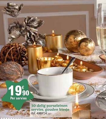Promoties 30-delig porseleinen servies, gouden biesje - Huismerk - Carrefour  - Geldig van 01/12/2010 tot 31/12/2010 bij Carrefour