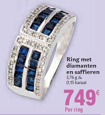 Promoties Ring met diamanten en saffieren - Huismerk - Carrefour  - Geldig van 01/12/2010 tot 31/12/2010 bij Carrefour