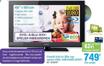 Promoties Combi lcd-tv- blu-rayspeler  - Sony - Geldig van 01/12/2010 tot 31/12/2010 bij Carrefour
