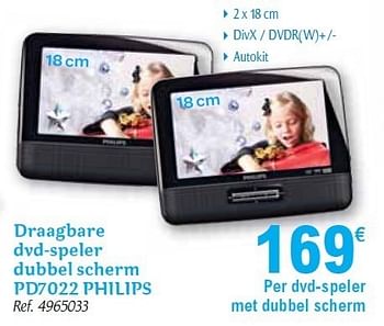 Promoties Draagbare dvd-speler dubbel scherm  - Philips - Geldig van 01/12/2010 tot 31/12/2010 bij Carrefour