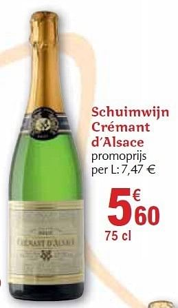 Promotions Schuimwijn crémant d`alsace - Mousseux - Valide de 01/12/2010 à 31/12/2010 chez Carrefour