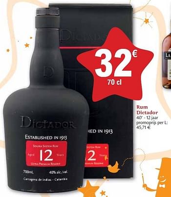Promotions Rum dictador - Produit maison - Carrefour  - Valide de 01/12/2010 à 31/12/2010 chez Carrefour