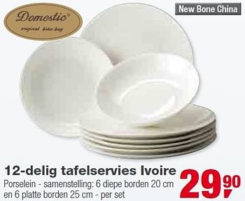 Promoties 12-delig tafelservies ivoire - Huismerk - Makro - Geldig van 01/12/2010 tot 31/12/2010 bij Makro