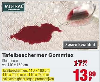 Promoties Tafelbeschermer gommtex - Mistral Home Textiles - Geldig van 01/12/2010 tot 31/12/2010 bij Makro