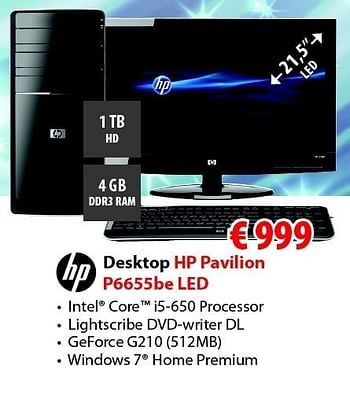 Promoties Desktop  - HP - Geldig van 06/12/2010 tot 31/12/2010 bij Biass