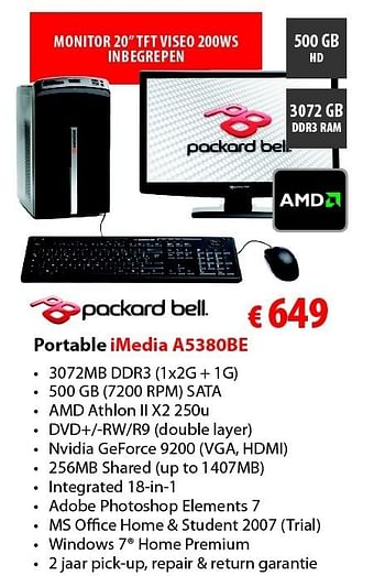 Promoties Portable  - Packard Bell - Geldig van 06/12/2010 tot 31/12/2010 bij Biass