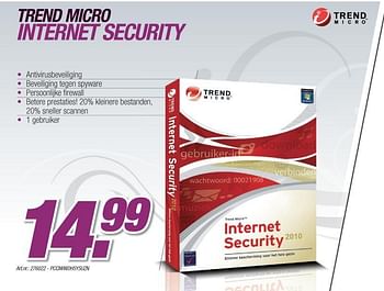 Promoties Internet security - Trend Micro  - Geldig van 06/12/2010 tot 04/01/2011 bij Auva