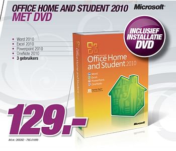 Promoties Office home and student 2010 met dvd - Microsoft - Geldig van 06/12/2010 tot 04/01/2011 bij Auva