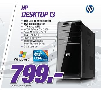 Promoties Desktop - HP - Geldig van 06/12/2010 tot 04/01/2011 bij Auva