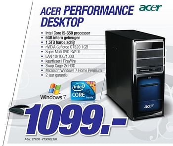 Promoties Performance desktop - Acer - Geldig van 06/12/2010 tot 04/01/2011 bij Auva