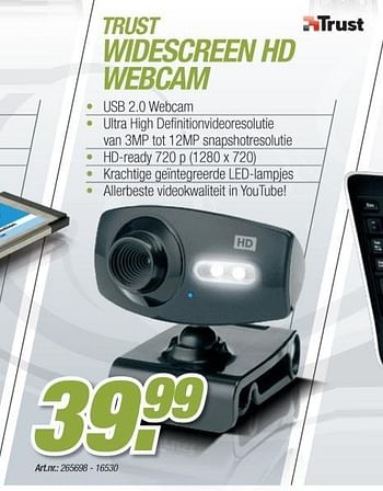 Promoties Widescreen hd webcam - Trust - Geldig van 06/12/2010 tot 04/01/2011 bij Auva